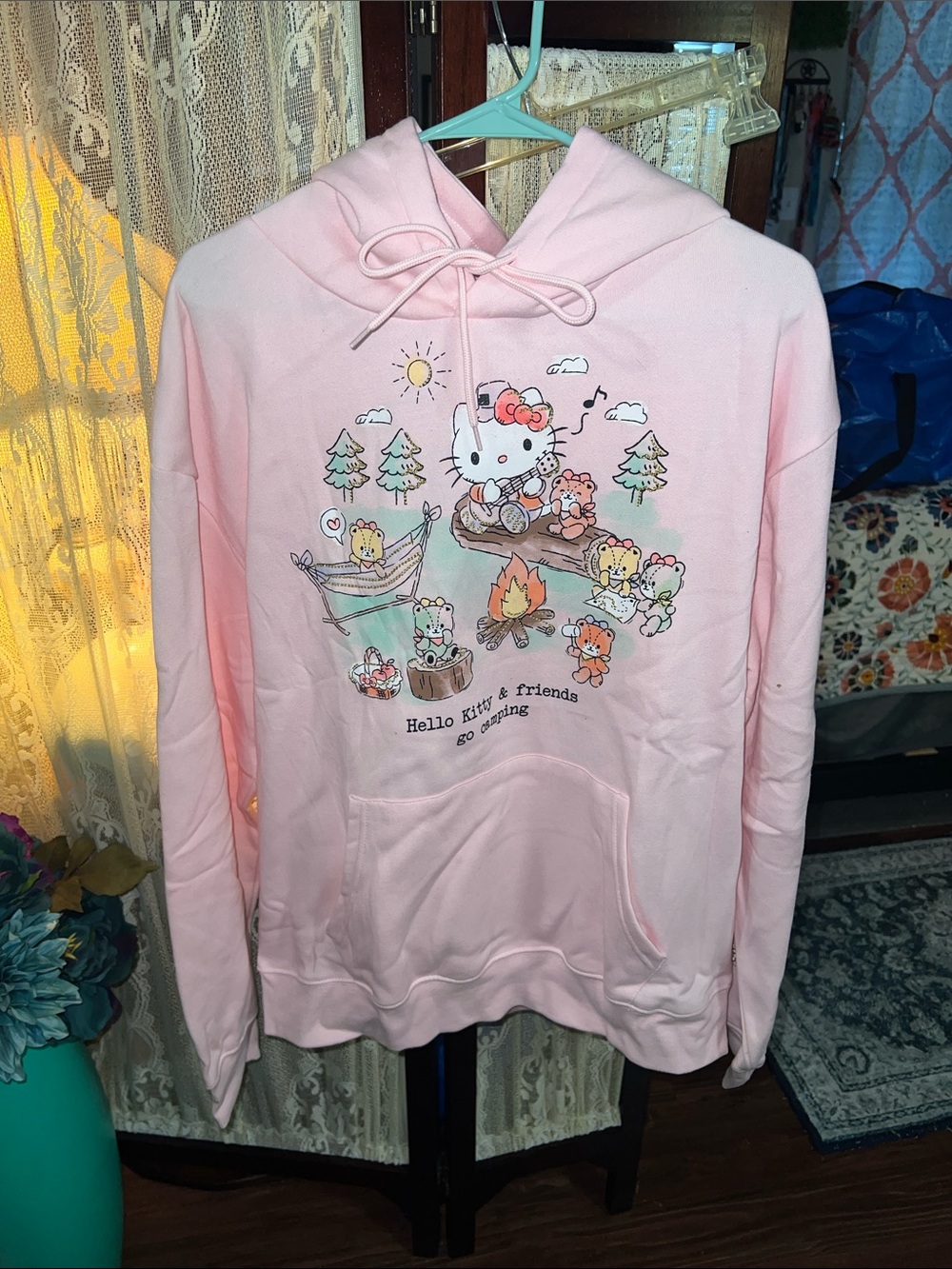 Hello Kitty Pink Camping Graphic Hoodie